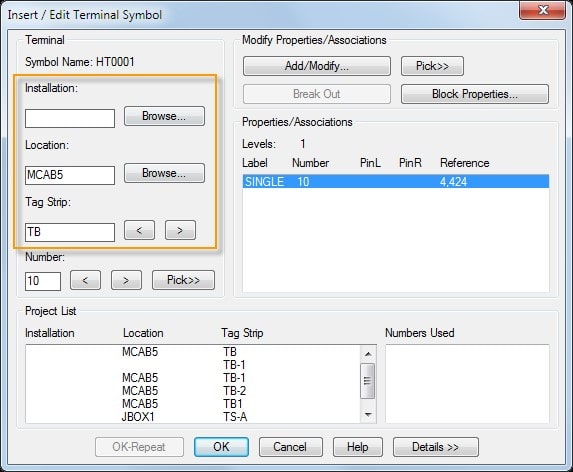 insert / edit terminal symbol
