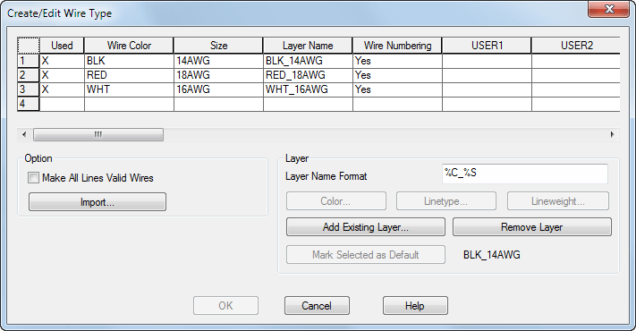 ابزار Create/Edit Wire Type