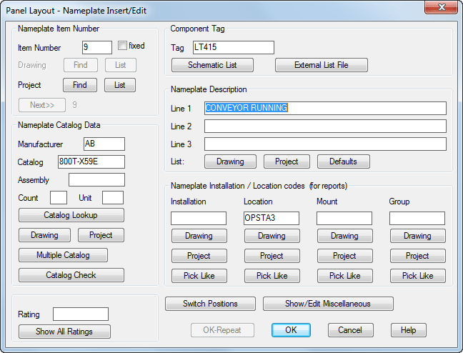Nameplate Insert/Edit