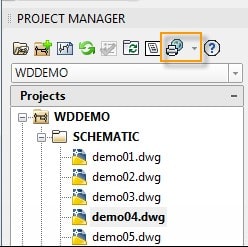 استفاده از دکمه‌ی Publish/Plot در Project Manager برای پرینت